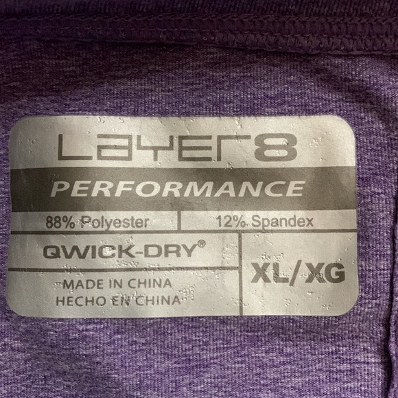 Layer8 Performance Purple Qwick-Dry Thumbholes Workout Size - XL - Picture 3 of 5